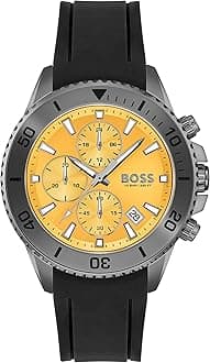 BOSS Men's 45mm Chronograph Quartz Watch Admiral Collection with Stainless Steel, Silicone or Ocean Plastic Textile Strap, Date Fuction and 3 Sub-Dials