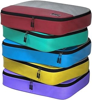 Large Packing Cubes for Travel - 5pc Packing Cubes for Suitcases - Lightweight Luggage Organizer Bags (Non-Compression)