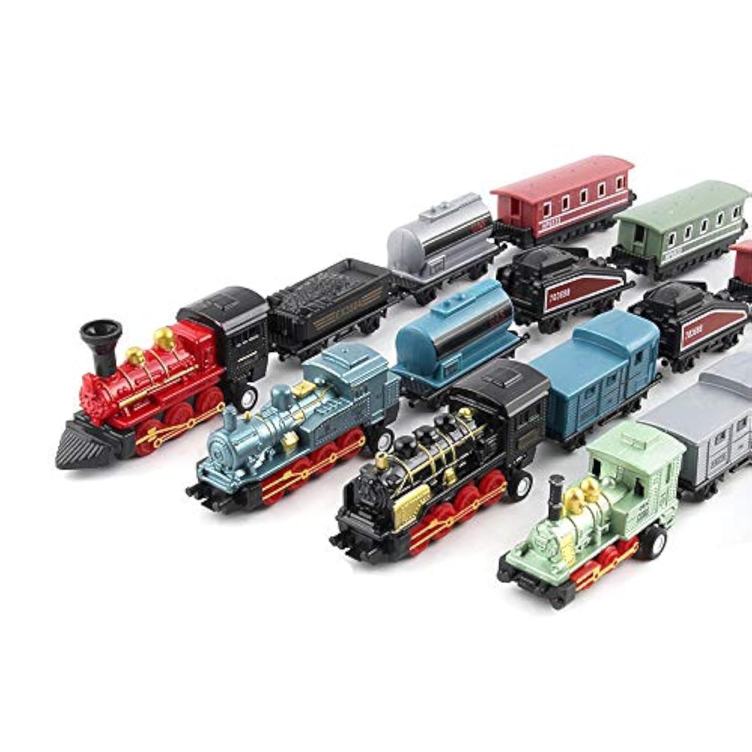 4 Sets Steam Train Model Train Set Pull-Back Trains Die-Cast Metal Locomotive for Display or Play Ideal Home Decor and Gift for Train Enthusiasts Collectors Boys and Girls