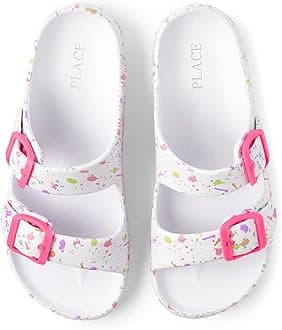 The Children's Place girl's Double Buckle Slip on Slide Sandals