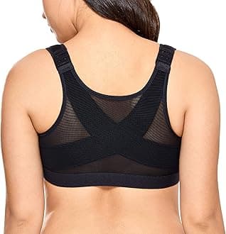 Women's Full Coverage Front Closure Wire Free Back Support Posture Bra