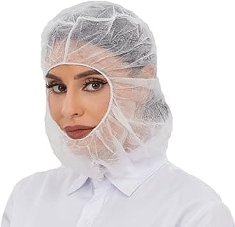 ZMDREAM Disposable Hooded Bouffant Caps Polypropylene Hair Net Beard Cover Combo White(Pack of 100)