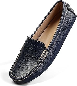 Women's Classic Genuine Leather Penny Loafers Driving Moccasins Casual Slip On Boat Shoes Fashion Comfort Flats