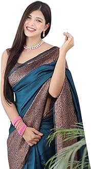 Women's Pure Banarasi Style Kanjivaram Silk Saree With Blouse Piece For Wedding (Yatri)
