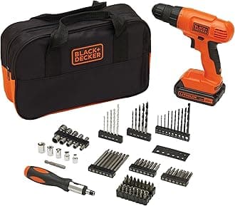 BLACK+DECKER 20V MAX* POWERCONNECT Cordless Drill Driver Kit with Drill Bit Set and Sockets, 100 pc. Tool Kit for Home, Battery and Charger Included,Orange (BDC120VA100)