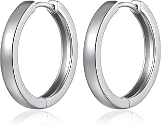 jiamiaoiHoop Earrings for Men Women Hoop Earrings Stainless Steel Hoop Earrings 18mm-20mm-25mm,with 925 Sterling Silver Ear Post
