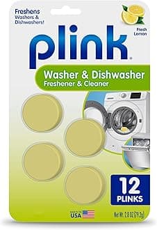 Washing Machine and Dishwasher Cleaner and Freshener, Prevents Residue and Removes Odors in Kitchen and Laundry Room Appliances, Septic-Friendly, Made in the USA, Lemon Scent, 12 Tablets
