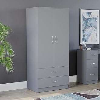 Vida Designs Riano Wardrobe, With Shelf & Hanging Rail Bedroom Storage Furniture (Grey, 2 Door & 2 Drawer)