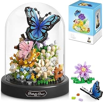 IBLOTIME Insect Butterfly Flower Botanical Building Set with Transparent Display Case, 530 PCS Creative Flower Set for Home Decor, Birthday, Ages 14+