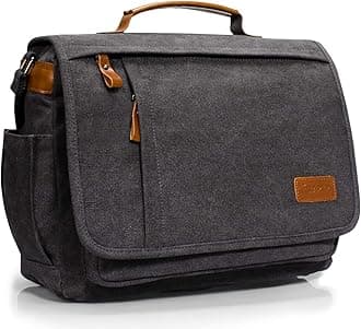 ESTARER Laptop Bag Shoulder Bag Men's Canvas for Work Plain Grey