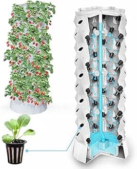 ZXMT Hydroponics Tower Growing System, DIY Hydroponics Farm Equipment Aeroponic for Indoor Herbs, Fruits and Vegetables with Hydrating Pump Timer Adapter