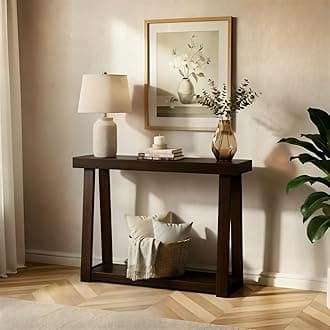 Plank+Beam Solid Wood Console Table with Storage, 36 Inch, Sofa Table with Shelf, Narrow Entryway Table for Hallway, Behind The Couch, Living Room, Foyer, Easy Assembly, Walnut