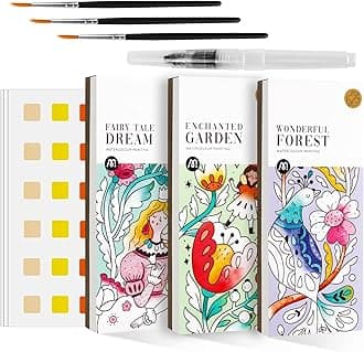3pack Watercolor Painting Coloring Books, Paint with Water Arts & Crafts Kit for Kids, Pocket Watercolor Paint Bookmarks, Class Activities Art Supplies Party Favors Birthday Gift for Boys and Girls