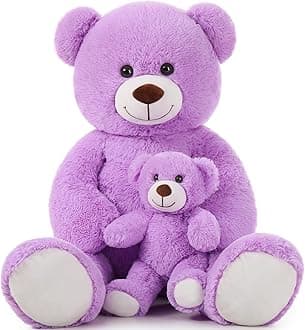 MorisMos Mom and Baby Giant Teddy Bear, 39inch Soft Big Teddy Bears Stuffed Animal Plush for Baby Shower, Purple