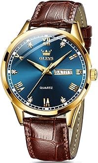 Amazon Watches,Brown Leather Watch for Men,Men Day Date Watch,Men's Luminous Watch,Dress Watch for Men,Rose Gold Watch for Men,Men's Fashion Quartz Watch,Waterproof Brown Man Watches