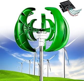 12000W Wind Turbine Generator, 12V/24V/48V 5 Blades Vertical Wind Turbine Kit, 3 Phase AC Generator, Low Wind Speed Starting Wind Power Generator with Controller for Home, Boat, Camping,Green-12V