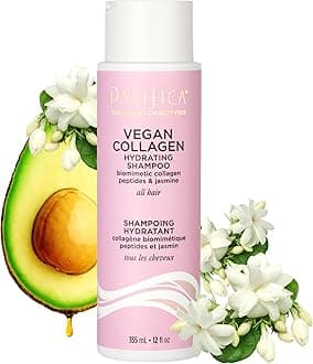 Pacifica Vegan Collagen Hydrating Hair Shampoo -w/Avocado Oil, Vitamin B5 - Adds Shine & Restores -for Dry & Damaged Hair - Sulfate Free Natural Clean Beauty Vegan & Cruelty-Free Dermatologist Tested