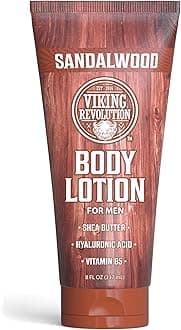 Sandalwood Body Lotion for Men – Mens Lotion for Dry Skin with Shea Butter, Hyaluronic Acid and Vitamin B5 – Nourishing Mens Body Lotion for Hydrated and Smooth Skin (8oz, 1 Pack)