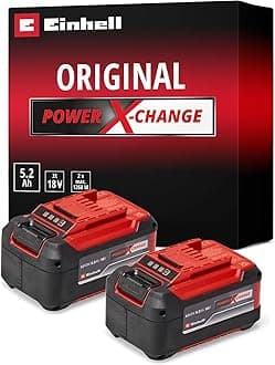 Einhell 18V 5.2Ah Lithium-Ion Battery Twin Pack Power X-Change, 2 x 5.2Ah Batteries, Universally Compatible With All Einhell PXC Power Tools And Garden Machines
