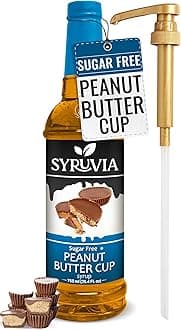 Sugar Free Coffee Syrup, Peanut Butter Cup Flavored Syrup for Drinks, Lattes, and Desserts – 25.4 fl oz, With Pump