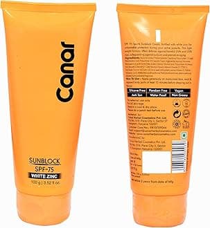 Canar Sunblock for All Skin Types SPF-75 White Zinc for Cricketers (100 gm)