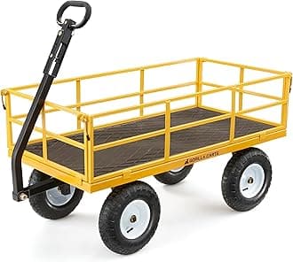 Gorilla Carts Heavy Duty, All Terrain Garden Wheelbarrow, 1200 Lb, Yellow - Gardening Equipment for Yard, Lawn, and Outdoor Use