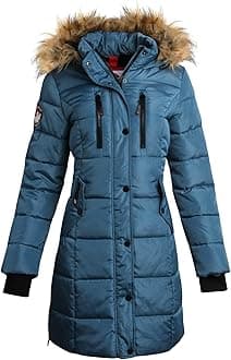 CANADA WEATHER GEAR Womens Long Puffer Coat - Heavyweight Wind Water Resistant Faux Fur Hood Parka Winter Jackets for Women