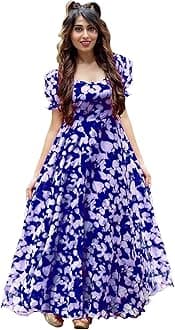 ShasmiWomen's Georgette Digital Printed Maxi Dress for women (MAXI DRESS 39)