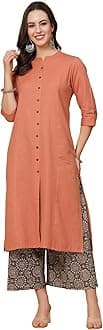 Pistaa's Women's Cotton Solid Kurta With Palazzo Bottom Set (KWTPRNTPZOMX)