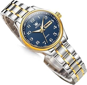 OLEVSLuxury Ladies Watches,Women's Watch with Day and Date,Female Watch for Small Wrist,Gold Stainless Steel Watches for Women,Easy Read Ladies Wrist Watches Waterproof（Adjustable Strap