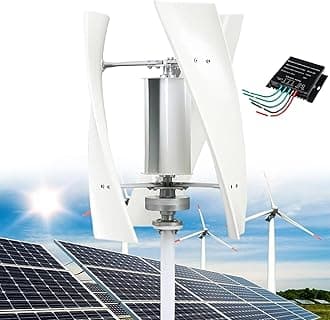 Fablestoryem 14000W Garden Vertical Wind Turbines Generator Kit, 12V/24V/48V/110V/220V Small Three-Phase AC Vertical Wind Turbine with MPPT Controller, for Industrial Energy Equipment,White-48V