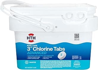 HTH Pool Care 3" Chlorine Tabs Advanced, Swimming Pool Chlorinating Sanitizer & Algaecide, Kills Algae and Bacteria, 5 lbs