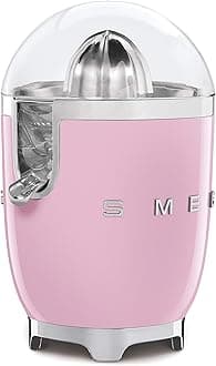 SMEG 50's Retro Style Citrus Juicer with Drip Free Spout, Automatic Activation, and Efficient Straining, Pink CFJ11PKUS