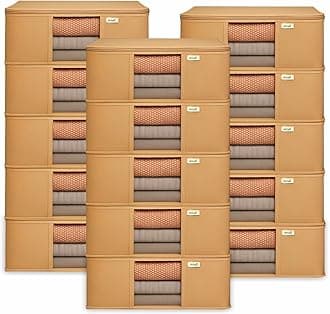 JD FRESH 15 Pcs Non-Woven Saree Covers/Storage Bags with Zip Cover/Space Saving Bag with Transparent Window/Wardrobe-Cupboard Organizer for Clothes/Lehengas/Bedsheets (17 X 14 x 6.5 Inch/Orange)