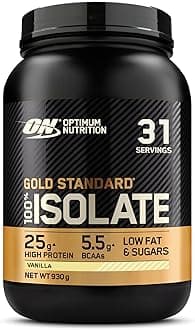 Optimum Nutrition Gold Standard 100% Whey Protein Isolate Powder, Vanilla Flavour, 930 g, 31 Servings