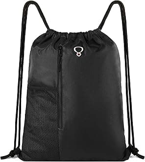 BeeGreen Drawstring Backpack Gym Sports Bag with Front Zipper Pocket and Inner Pocket Large 18.5"L x 13.8"W Cinch Sack