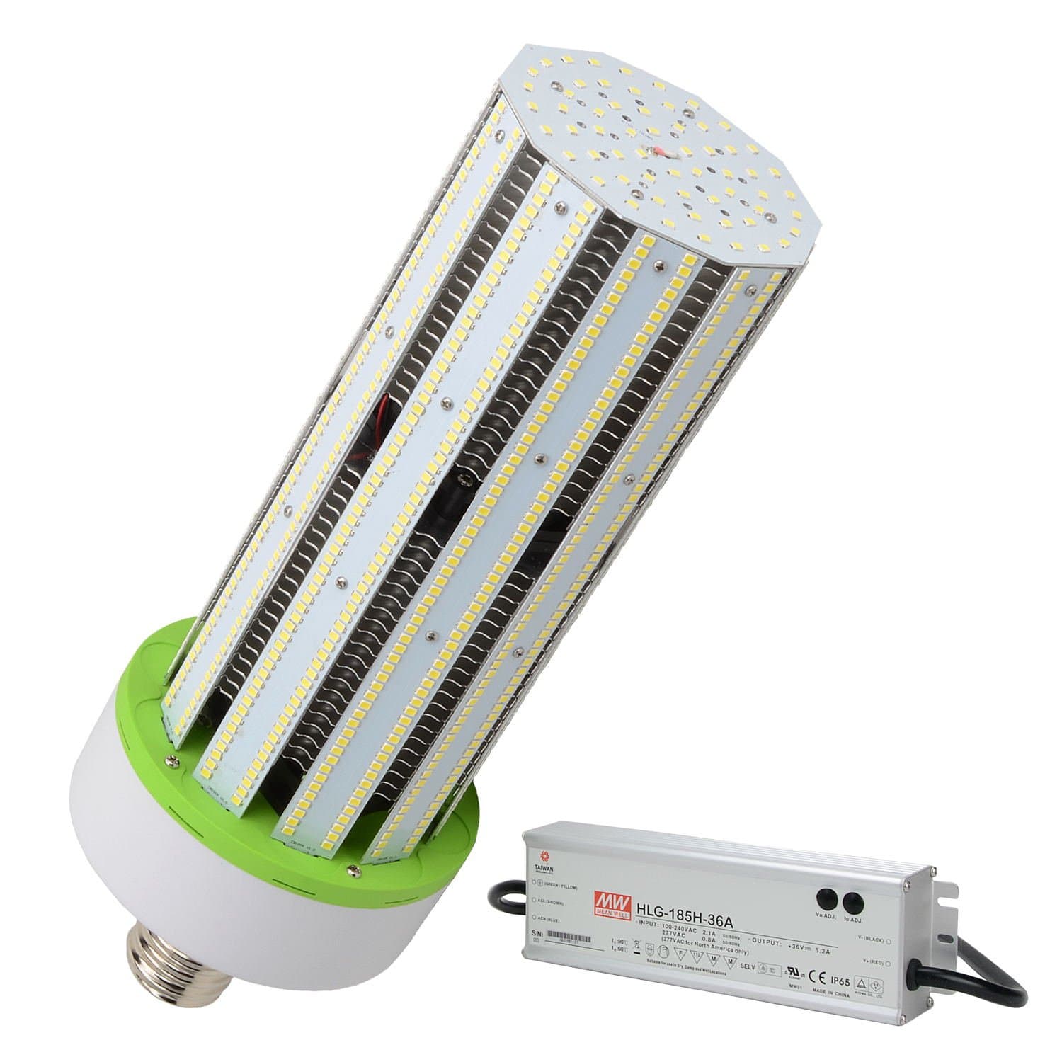 LED Corn Bulb Light Lamp,180w (750 Watt HPS Replacement) 23000lm,Mogul E39 Base,Daylight White 5000k,External MeanWell Driver,High Bay/Street/Post Top/Flood/Warehouse Led Lighting