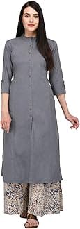 PISTAAWomen's Cotton Solid Kurta With Palazzo Bottom Set (KWTPRNTPZOMX)