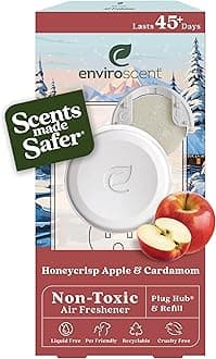 EnviroscentNon Toxic Air Freshener (Honeycrisp Apple & Cardamom) Plug-in Home Fragrance Last 45+ Days | Kit includes 1 Refillable Plug In Warmer & 1 Scent Refill