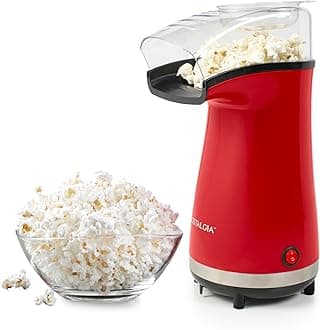 Air Popper Popcorn Maker – 16 Cups Oil-Free Pop Corn – Includes 4-oz Measuring Cup – Perfect for Family Movie Nights – Red