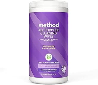 Method All-Purpose Cleaning Wipes, French Lavender, Multi-Surface, Compostable, 70 Count (Pack of 1)