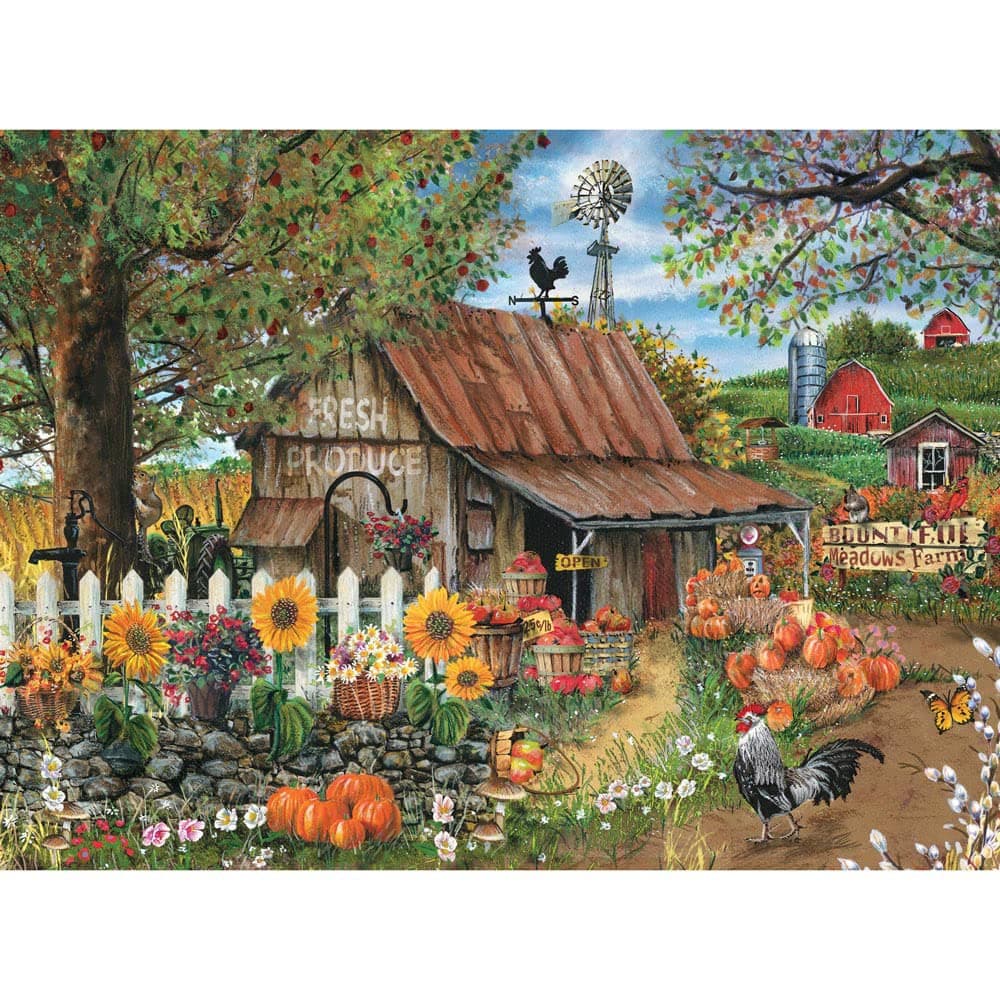 Bits and Pieces – Bountiful Meadows Farm Jigsaw Puzzle by Thomas Wood – 500 Piece Puzzle for Adults (18" x 24") 300 Pieces (18" x 24") and 1000 Pieces (20" x 27") Autumn Scene (300 Piece Puzzle)
