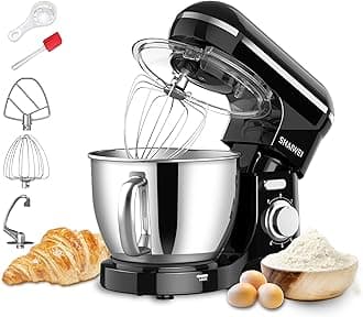 Kitchen Stand Mixer, 6.5 Quart, 6 Speed Tilt-Head Kitchen Mixer, Electric Food Mixer with Dough Hook, Wire Whip, Beater, Black
