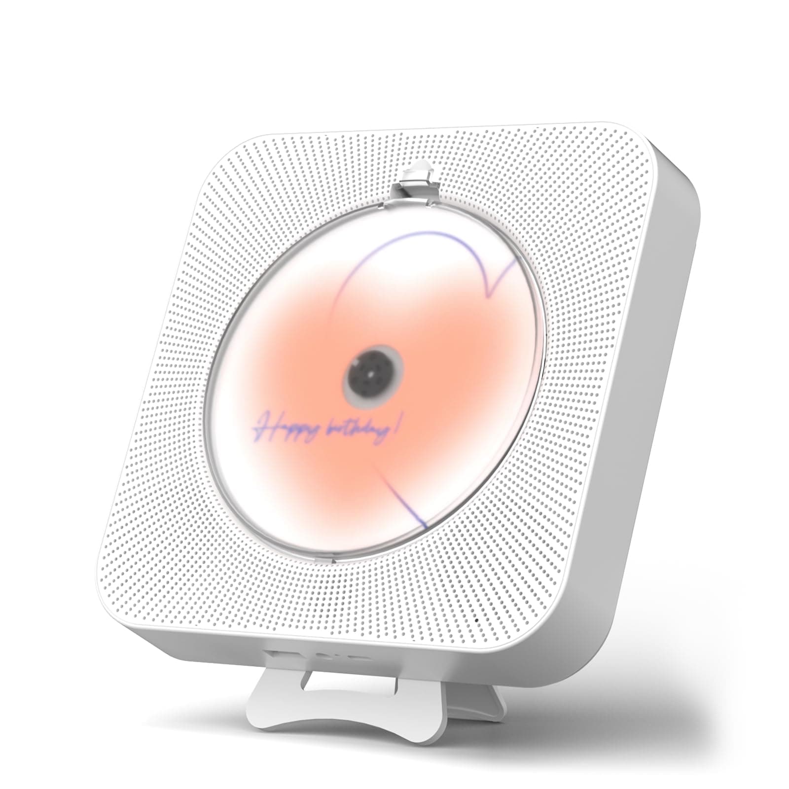 Yintiny Rechargeable Cute CD Player with Blutooth 5.0, Portable Music Player For Home decor, Remote Control, Support AUX in Cable&USB (WHITE)