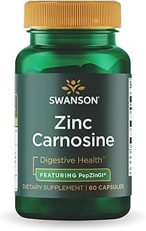 Swanson Zinc Carnosine (PepZinGI) Gastric Health Supplement for Digestive-Sensitive Adults Seeking Stomach Lining Support (60 Capsules)