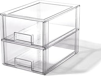 BINO | Stackable Storage Drawers, Large - 2 Pack, Clear | THE CRATE COLLECTION | Storage Bins With Drawers | Bathroom Organizers | Under Sink Organizer | Vanity Cabinet Home Organization