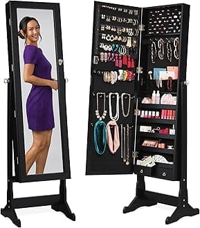 Best Choice Products Mirrored Jewelry Cabinet Armoire, Black