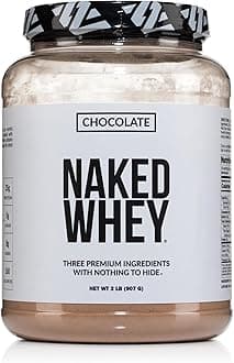 NAKED Whey Chocolate Protein Powder - Only 3 Ingredients - Grass Fed Whey Protein Powder, Organic Chocolate and Organic Coconut Sugar, NSF Certified, No GMO, No Soy, and Gluten Free - 24 Servings