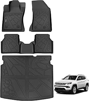 KARPAL Floor Mats Fit with 2017-2025 Jeep Compass (NOT fit 2017 Old Body Style Compass 1st Generation), TPE All-Weather Front & Rear Row with Cargo Liner Full Set Car Mats - Black