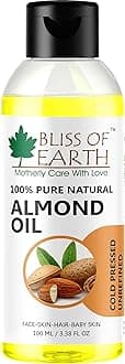 Bliss of Earth� 100% Pure & Natural Sweet Almond Oil (Coldpressed & Unrefined) Extracted From Whole Almond Kernels (100ML)